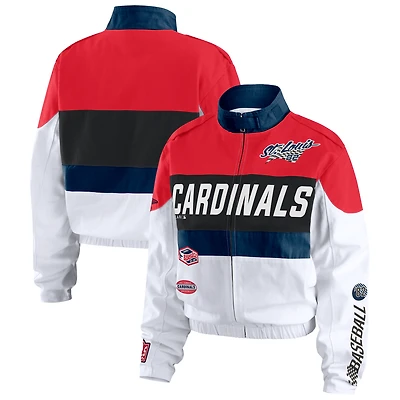 Women's WEAR by Erin Andrews  Red/White St. Louis Cardinals Racing Full-Zip Jacket