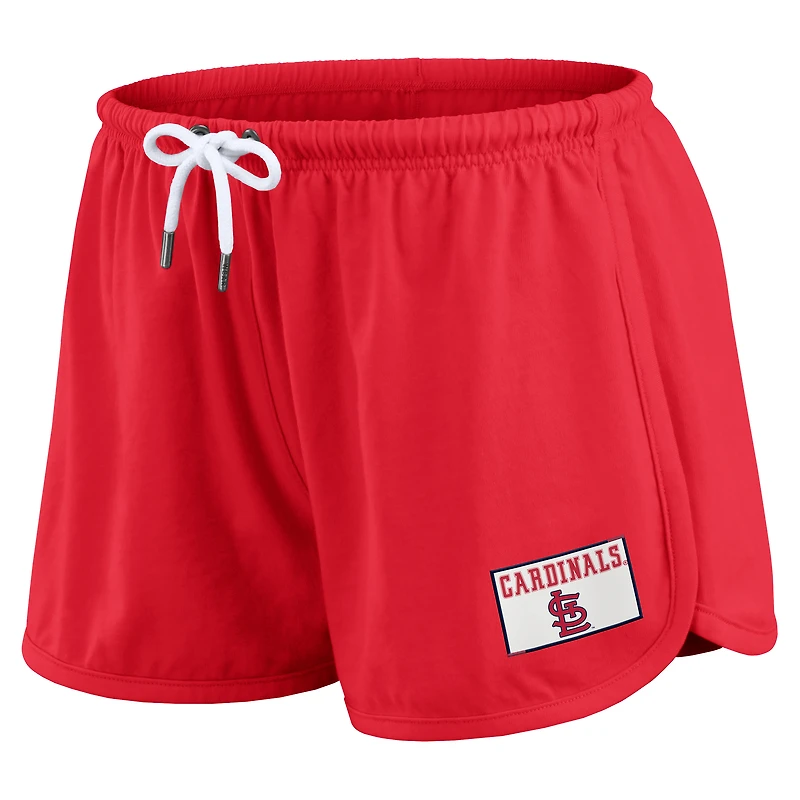 Women's WEAR by Erin Andrews Red St. Louis Cardinals Heavy Rugby Jersey Cropped Long Sleeve T-Shirt & Shorts Lounge Set