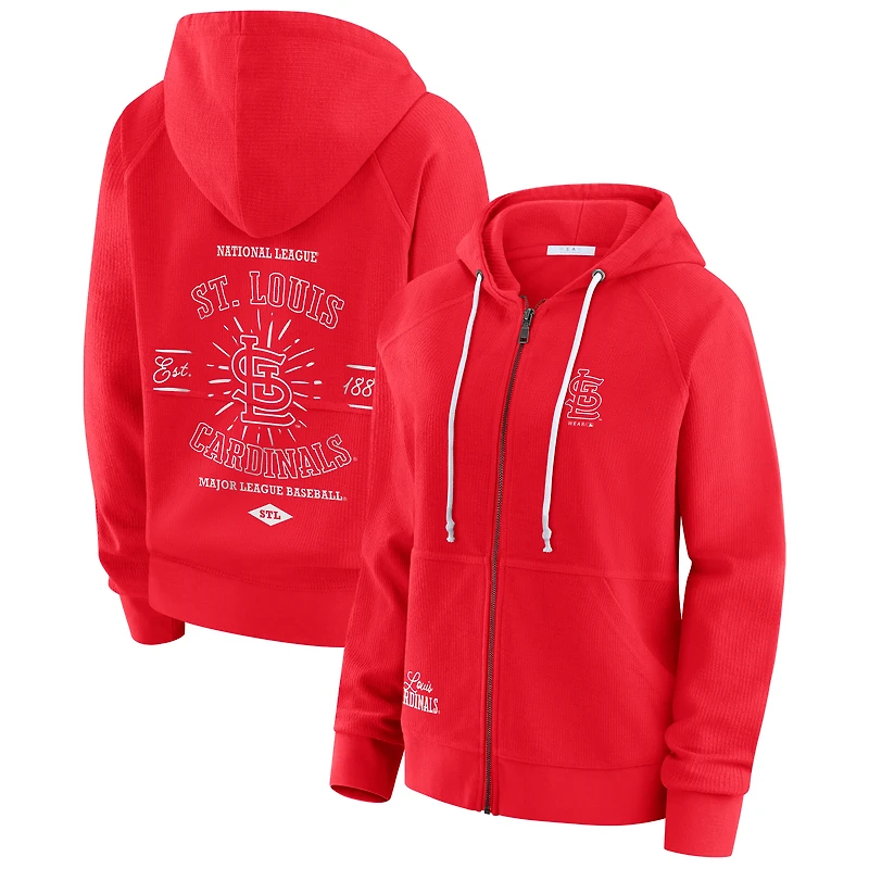 Women's WEAR by Erin Andrews Red St. Louis Cardinals Vintage Full-Zip Raglan Hoodie