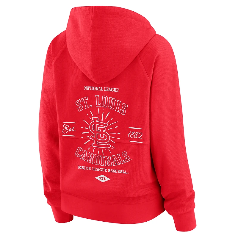 Women's WEAR by Erin Andrews Red St. Louis Cardinals Vintage Full-Zip Raglan Hoodie