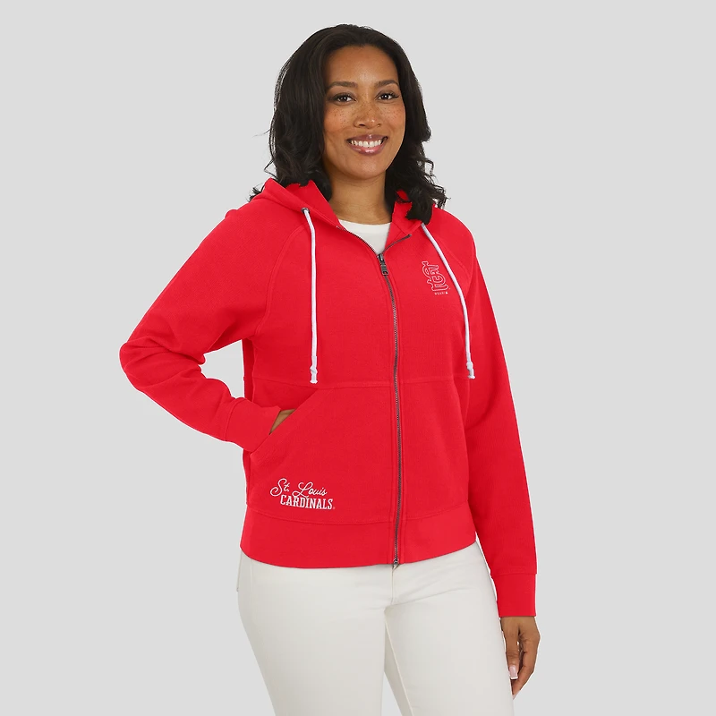 Women's WEAR by Erin Andrews Red St. Louis Cardinals Vintage Full-Zip Raglan Hoodie