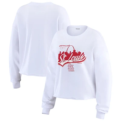 T-shirt à manches longues pour femme WEAR by Erin Andrews, motif carte postale nationale blanche des Cardinals de St. Louis