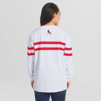 Women's WEAR by Erin Andrews  White St. Louis Cardinals Oversized Long Sleeve Striped T-Shirt