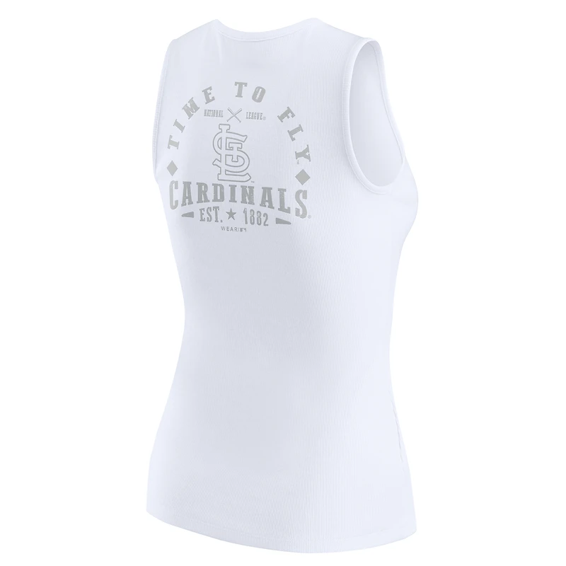 Women's WEAR by Erin Andrews White St. Louis Cardinals Rib-Knit Henley Tank Top