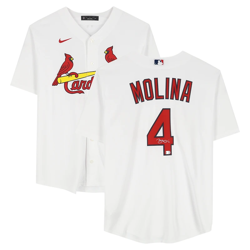 Maillot réplique blanc Nike autographié de Yadier Molina, Cardinals de Saint-Louis