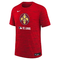 T-shirt Nike rouge pour jeunes St. Louis Cardinals Authentic Collection City Connect Velocity Performance