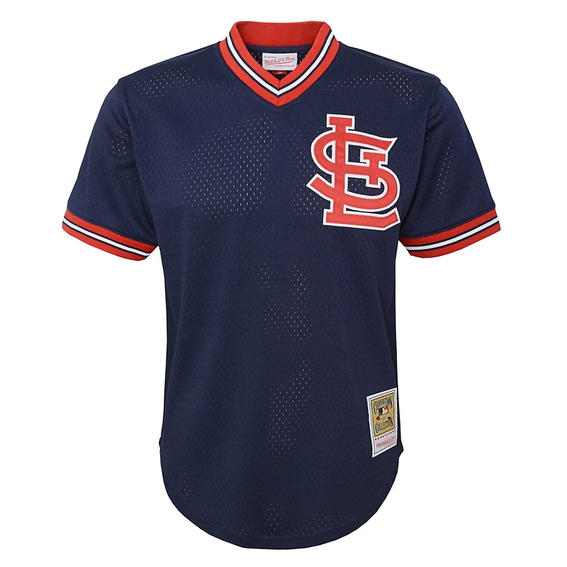 Youth Mitchell & Ness Ozzie Smith Navy St. Louis Cardinals Cooperstown Collection Mesh Batting Practice Jersey