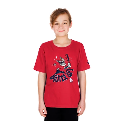 T-shirt New Era rouge Looney Tunes pour jeunes, motif Cardinals de Saint-Louis