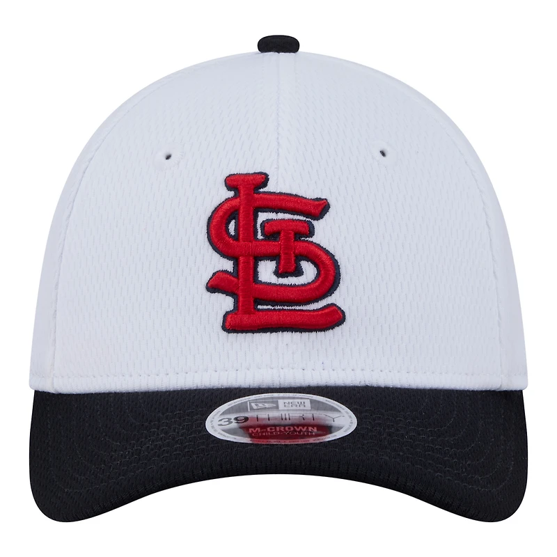 Youth New Era White/Red St. Louis Cardinals Baseball 39THIRTY M-Crown Flex Hat