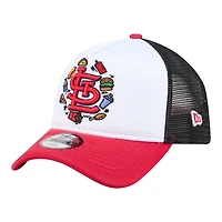 Casquette trucker ajustable New Era blanche et rouge St. Louis Cardinals Food A-Frame 9FORTY pour jeunes