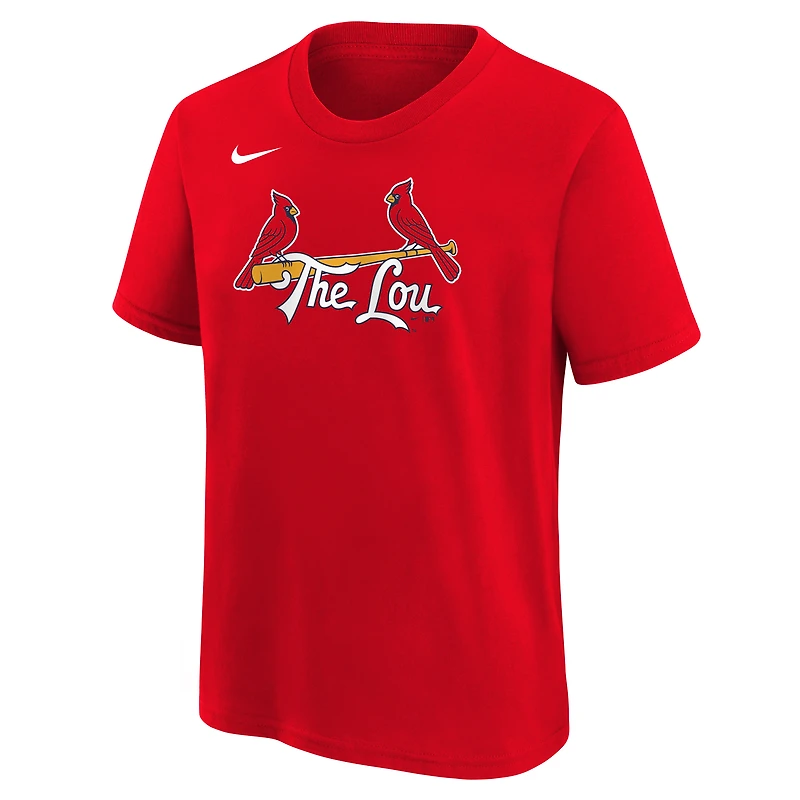 T-shirt Nike Lars Nootbaar rouge St. Louis Cardinals City Connect pour enfant, nom et numéro