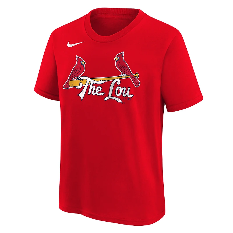 T-shirt Nike pour enfant Nolan Arenado rouge des Cardinals de Saint-Louis 2024 City Connect avec nom et numéro