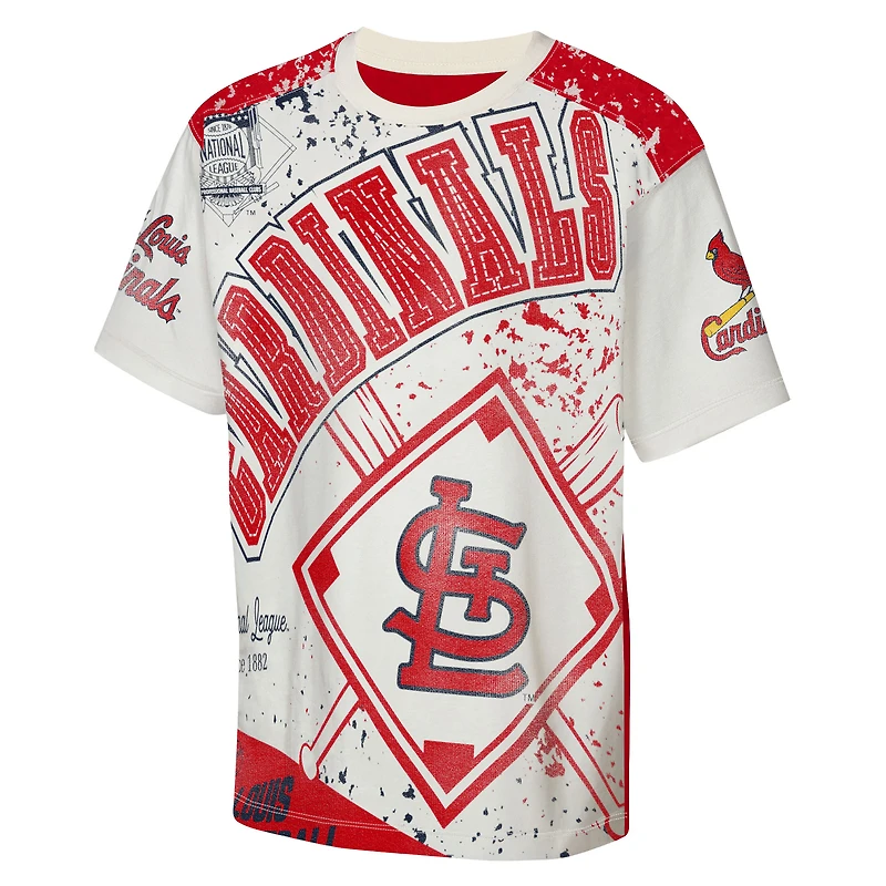 Youth Outerstuff Cream St. Louis Cardinals Big League Top Player Bold All-Over-Print T-Shirt