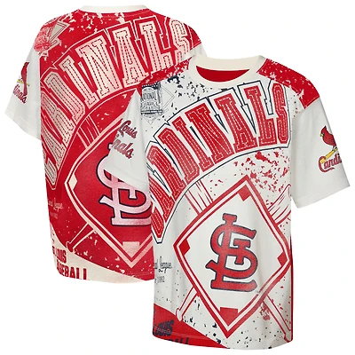Youth Outerstuff Cream St. Louis Cardinals Big League Top Player Bold All-Over-Print T-Shirt