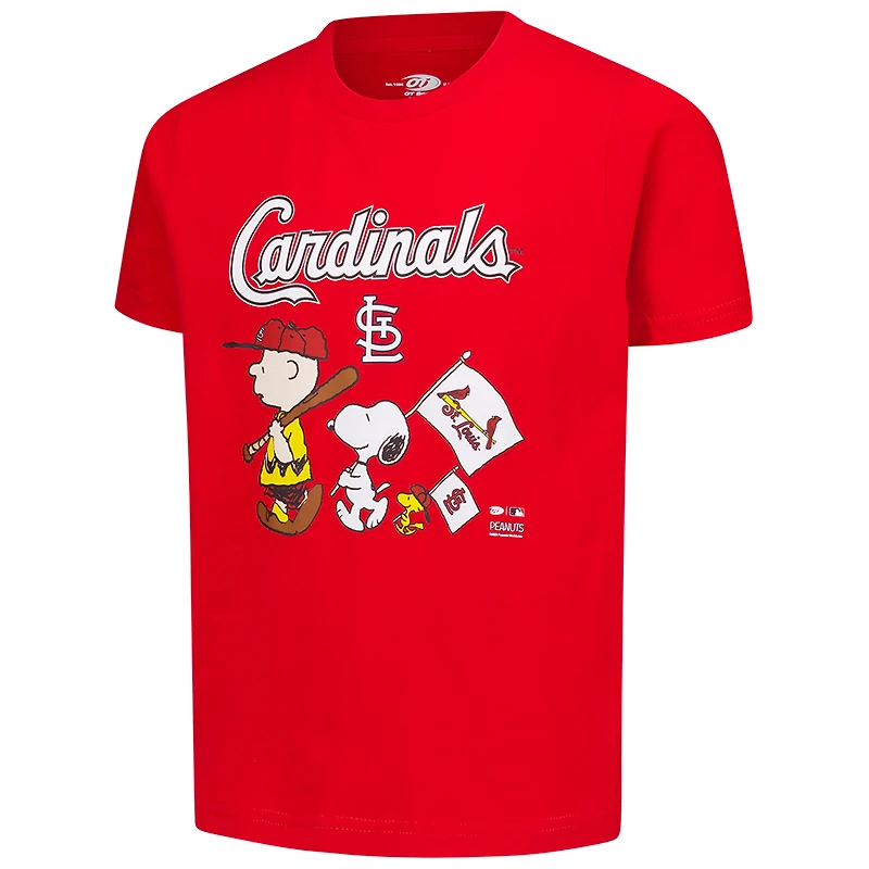 T-shirt rouge pour enfant des Cardinals de Saint-Louis avec drapeau Peanuts