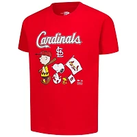 T-shirt rouge pour enfant des Cardinals de Saint-Louis avec drapeau Peanuts