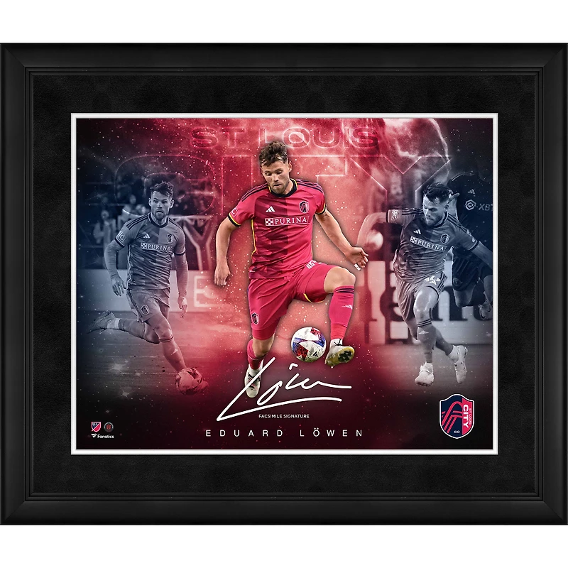 Eduard Löwen St. Louis City SC Fac-similé Signature 16" x 20" Collage des étoiles du jeu
