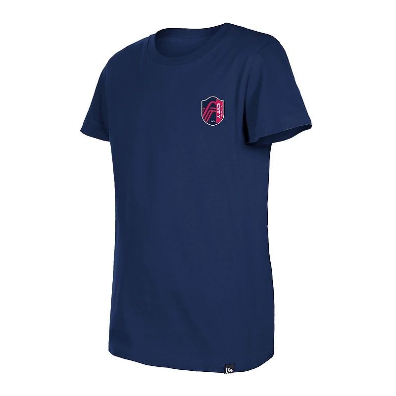 T-shirt bleu marine à motif bulle et cœur pour fille de la ville Saint-Louis New Era