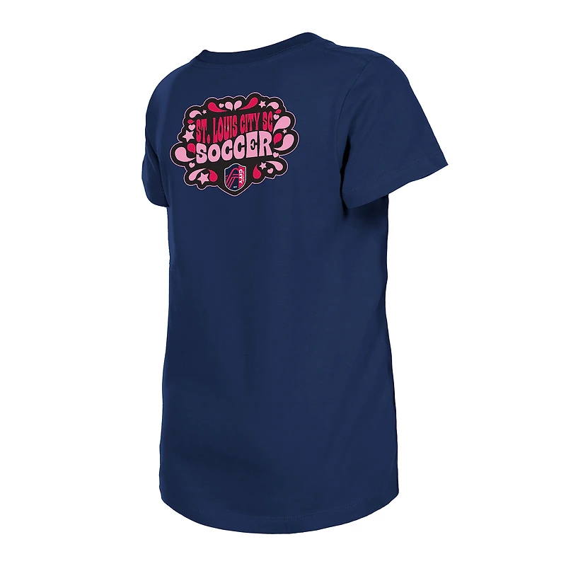 Girls Youth New Era Navy St. Louis City SC Bubble Heart T-Shirt