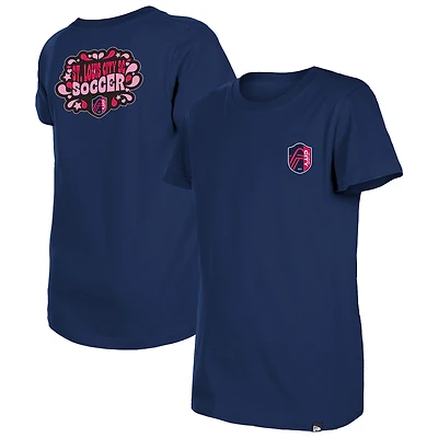 T-shirt bleu marine à motif bulle et cœur pour fille de la ville Saint-Louis New Era