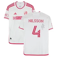 Joakim Nilsson St. Louis City SC Autographed Match-Used #4 White adidas Jersey from the 2024 MLS Season - Size M
