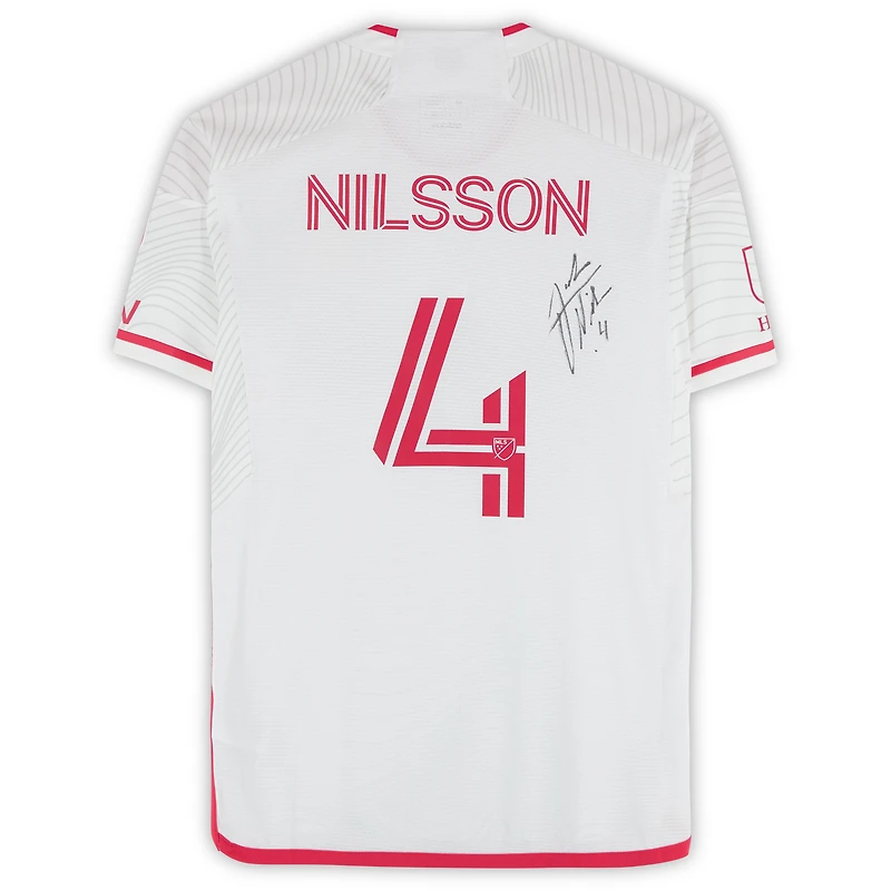Joakim Nilsson St. Louis City SC Autographed Match-Used #4 White adidas Jersey from the 2024 MLS Season - Size M
