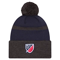 Bonnet en tricot à revers avec pompon St. Louis City SC 2025 Kickoff rouge New Era pour homme