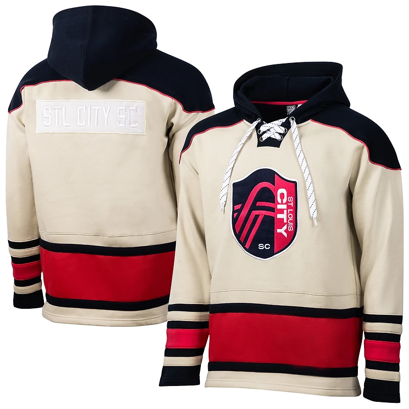Sweat à capuche de hockey motif sportif pour homme, crème, St. Louis City SC Hat Trick