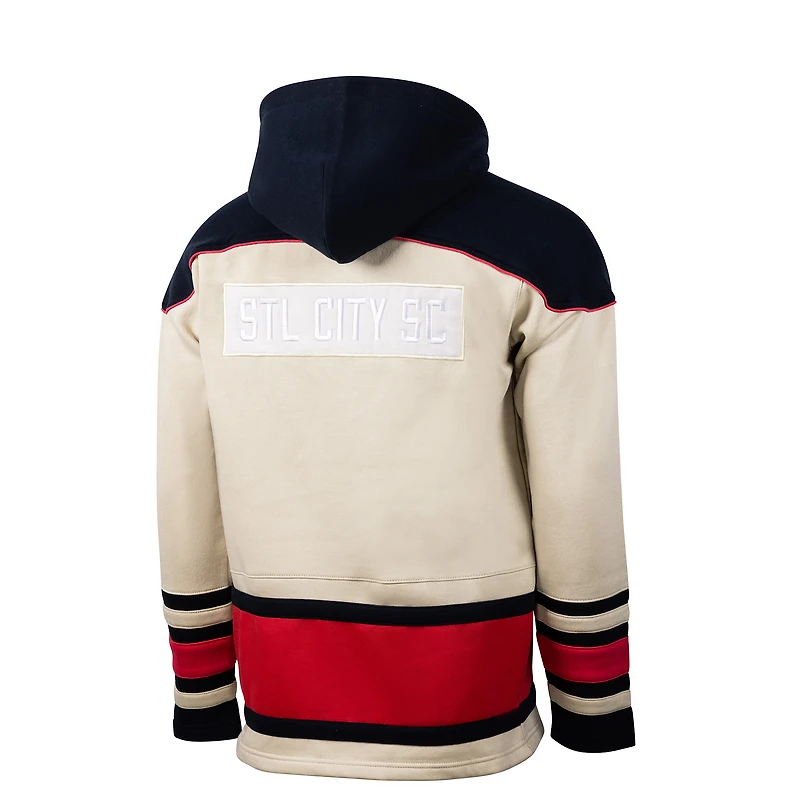 Sweat à capuche de hockey motif sportif pour homme, crème, St. Louis City SC Hat Trick