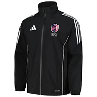 Veste de pluie à capuche entièrement zippée adidas St. Louis City SC Tiro 24 pour hommes, noire