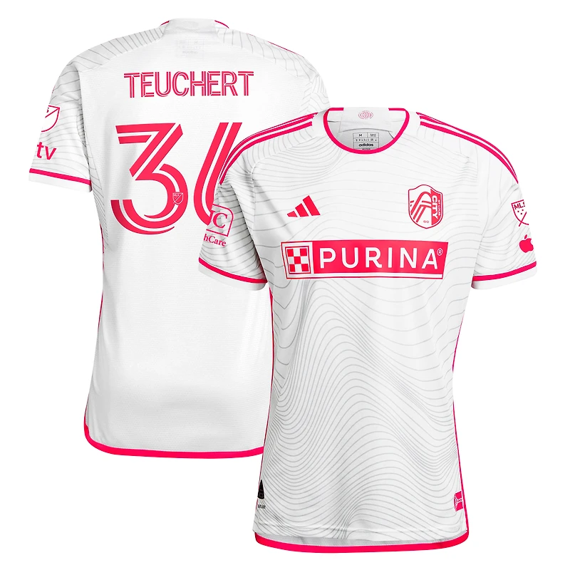Men's adidas Cedric Teuchert White St. Louis City SC 2024 The Confluence Kit Authentic Player Jersey
