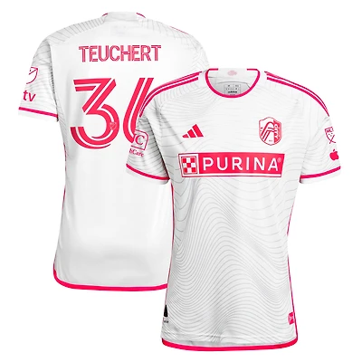 Men's adidas Cedric Teuchert White St. Louis City SC 2024 The Confluence Kit Authentic Player Jersey