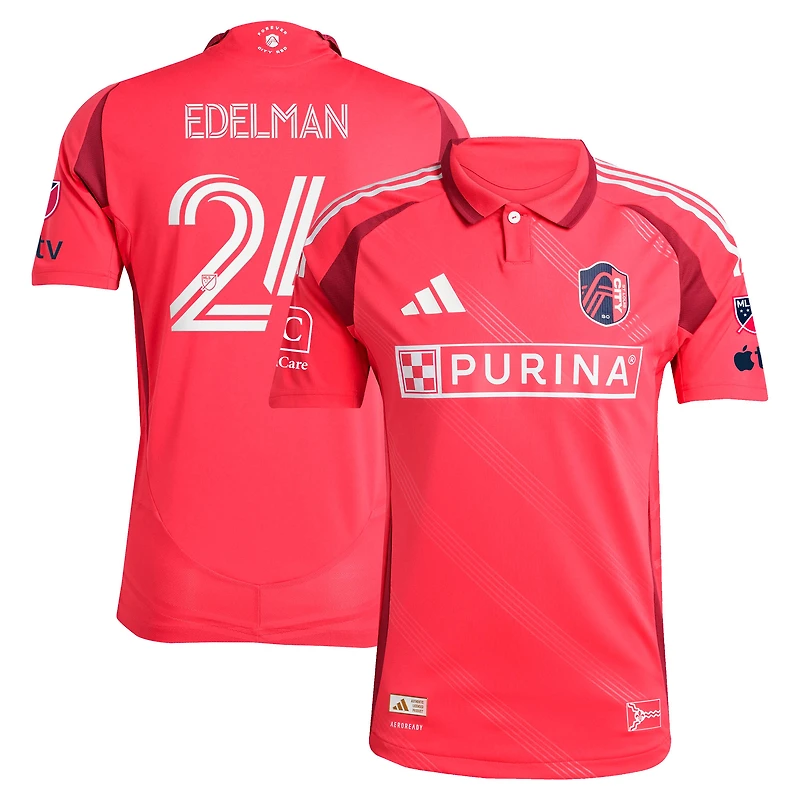 Men's adidas Daniel Edelman Red St. Louis CITY SC 2025 Forever On-Field Authentic Jersey