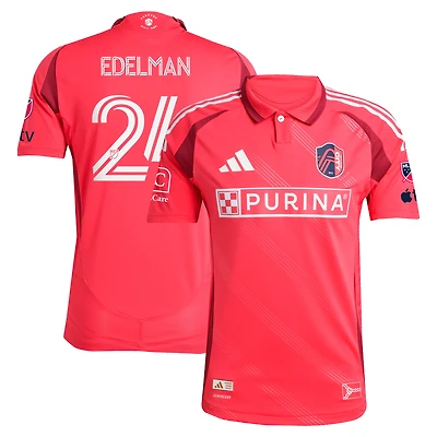 Men's adidas Daniel Edelman Red St. Louis CITY SC 2025 Forever On-Field Authentic Jersey