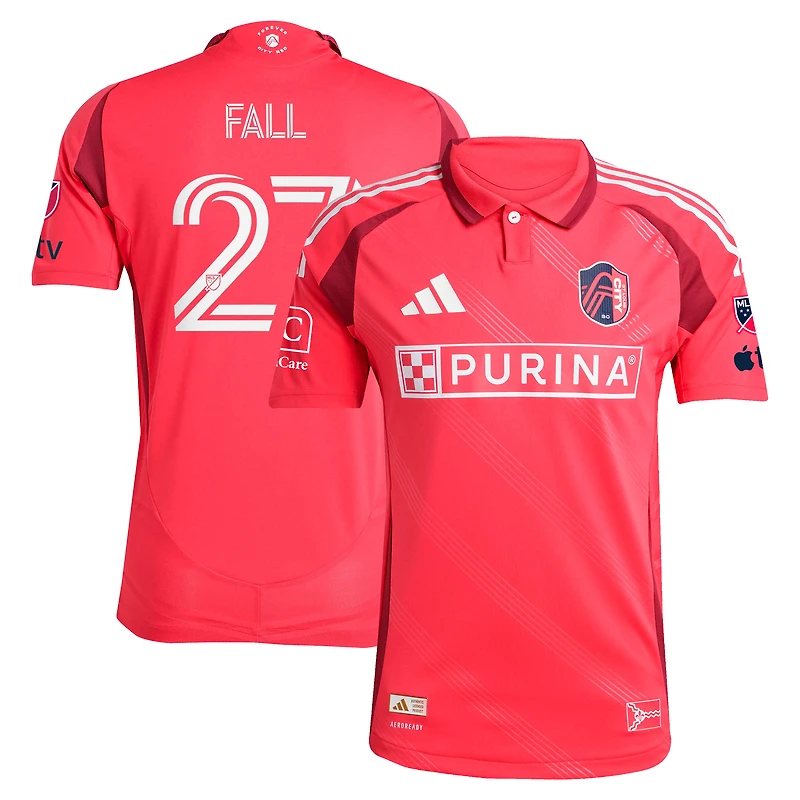 Men's adidas Fallou Fall Red St. Louis CITY SC 2025 Forever On-Field Authentic Jersey