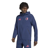 Coupe-vent à capuche zippé adidas St. Louis CITY SC Tiro Travel pour homme, bleu marine