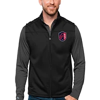 Men's Antigua Black St. Louis City SC Primary Team Logo Links Full-Zip Golf Vest