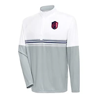 Men's Antigua White/Navy St. Louis City SC Bender Quarter-Zip Pullover Top