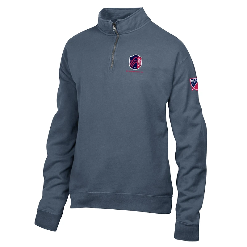 Men's  Blue St. Louis CITY SC Logo ComfortWash Fleece Quarter-Zip Jacket