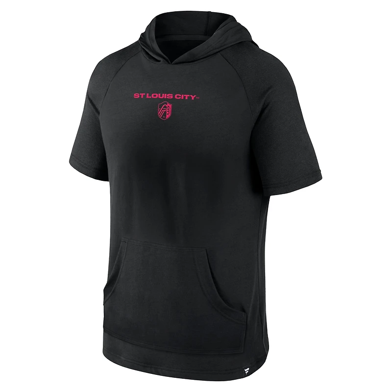 Sweat à capuche noir Fanatics St. Louis City SC Match Raglan manches courtes pour hommes