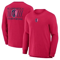 Men's Fanatics Red St. Louis City SC Lob Attempt Stadium Slub Long Sleeve T-Shirt