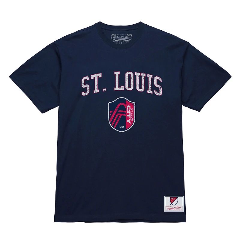 T-shirt Mitchell & Ness bleu marine pour homme, St. Louis City SC Pride