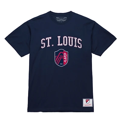 T-shirt Mitchell & Ness bleu marine pour homme, St. Louis City SC Pride