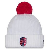 Bonnet tricoté à revers et pompon New Era blanc St. Louis City SC 2025 pour homme
