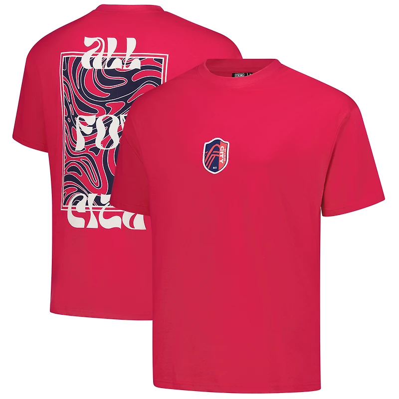 T-shirt oversize rouge Sport Design Sweden pour homme, motif St. Louis City SC Soul