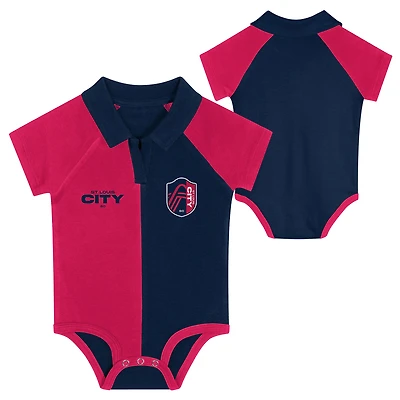 Body raglan à col en V pour nouveau-né rouge St. Louis City SC League Champ