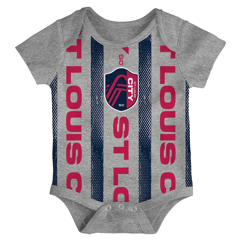 Newborn St. Louis City SC Loyal Buddies 3-Pack Bodysuit Set