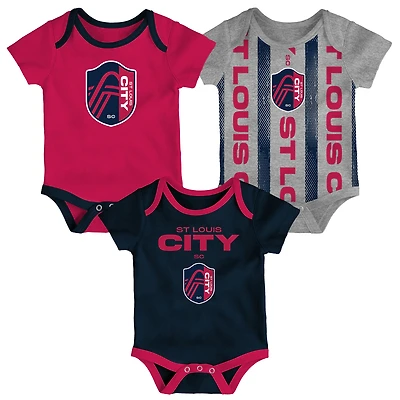 Newborn St. Louis City SC Loyal Buddies 3-Pack Bodysuit Set