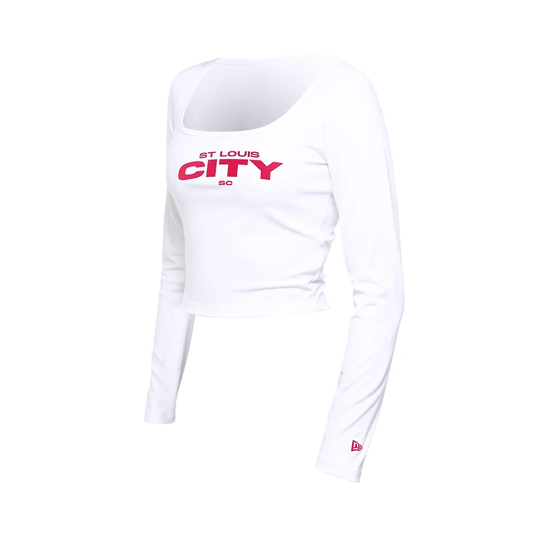 Women's 5th & Ocean by New Era  White St. Louis City SC Leisure Cropped Long Sleeve T-Shirt