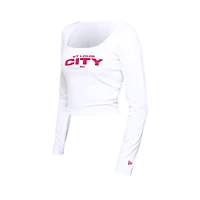 Women's 5th & Ocean by New Era  White St. Louis City SC Leisure Cropped Long Sleeve T-Shirt
